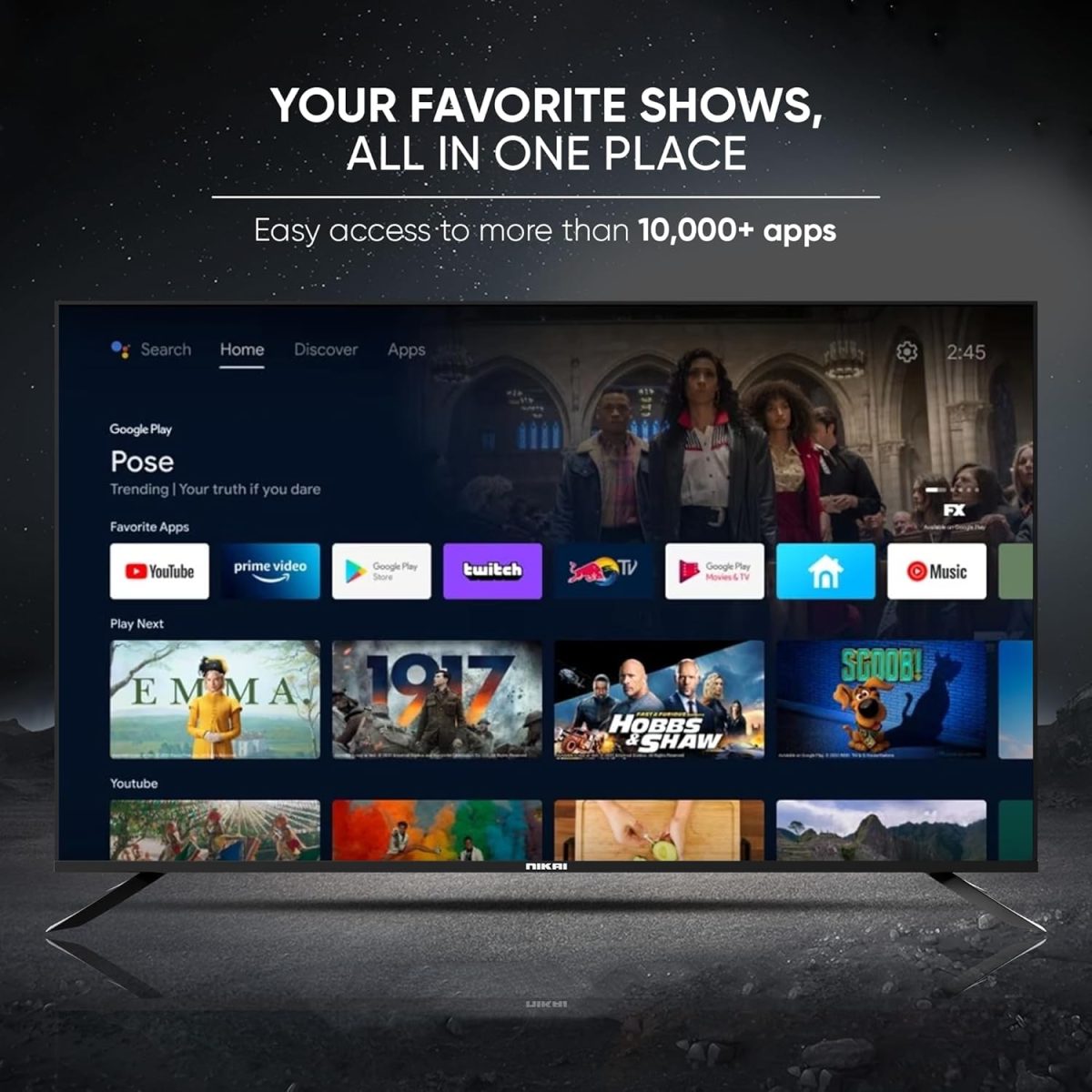 ⁦نيكاي تلفزيون جوجل الذكي 100 بوصة 4K UHD مع تحكم صوتي بدون استخدام اليدين، جيم ماستر، دولبي فيجن + اتموس، 4K HDR10+، اتصال سهل مع اجهزة اندرويد وابل - 100NIKGOOGLE (موديل 2025)⁩ - الصورة ⁦2⁩