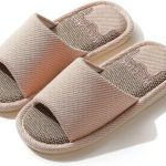 جيجي شباشب منزلية من الكتان للجنسين، صنادل صيفية مضادة للانزلاق بمقدمة مفتوحة للضيوف