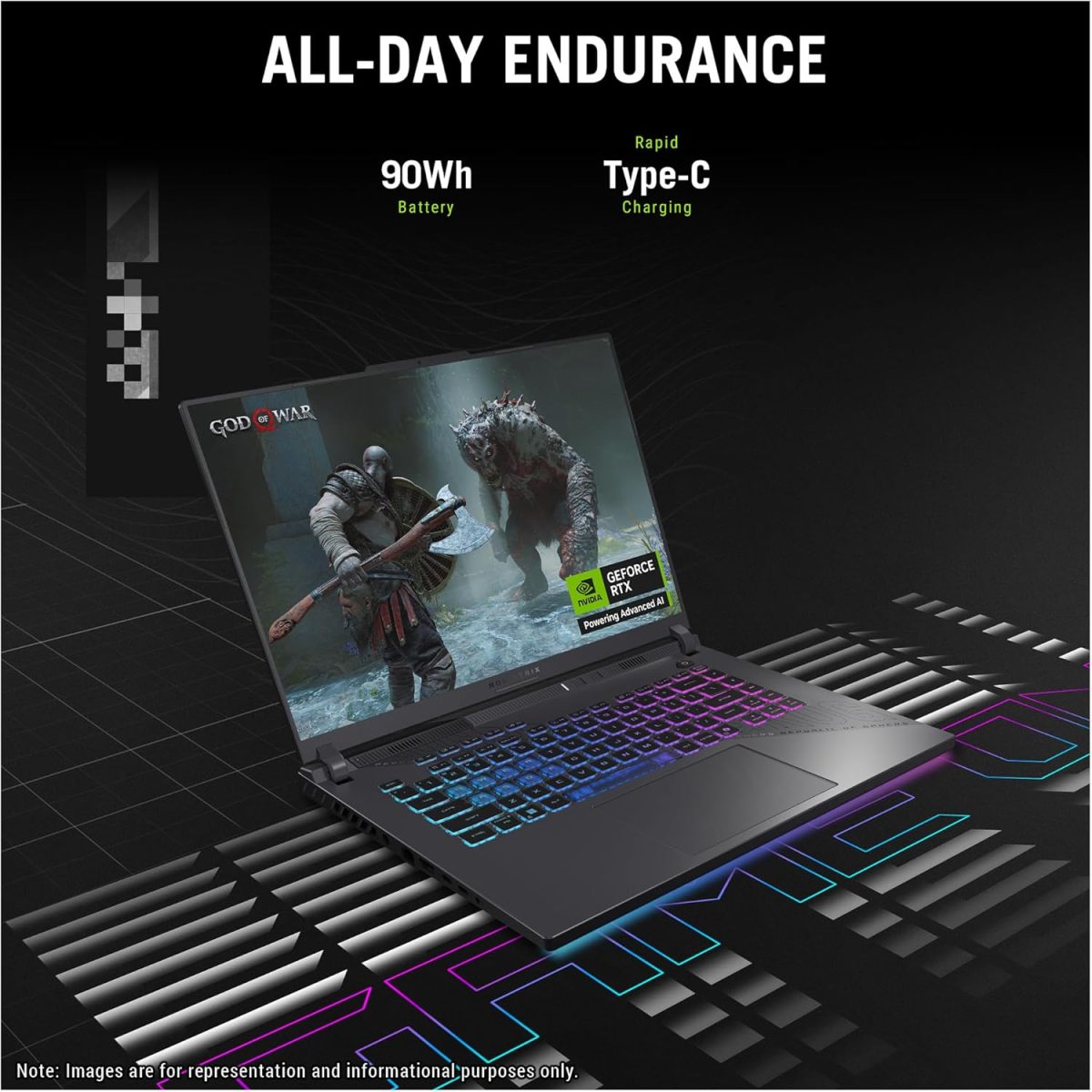 ⁦اسس لابتوب العاب روج ستريكس G16 بمعالج AMD رايزن 9-8940HX وذاكرة RAM DDR5 32GB وSSD PCIe 1TB وشاشة 16 انش WUXGA (1920x1200) 165Hz وانفيديا جي فورس RTX 5070Ti وكيبورد باضاءة خلفية RGB رباعي المناطق⁩ - الصورة ⁦5⁩