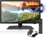 Pyle 21.5 Inch 1080p LED RV Television - Slim Flat Screen Monitor FHD Small TV w/HDMI, RCA, Multimedia Disk/DVD Combo, 12/24 Volt Car Adapter, Wall Mount, Works w/Mac PC, Includes Remote Control