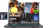 MSI لابتوب العاب رفيع GF63 بشاشة 15.6 انش FHD 144Hz ومعالج انتل i5-12450H وذاكرة RAM 32GB وSSD PCIe 2TB وبطاقة انفيديا جيفورس RTX 2050 وكيبورد باضاءة خلفية وواي فاي 6 وويندوز 11 برو، مجموعة تمديد هوت