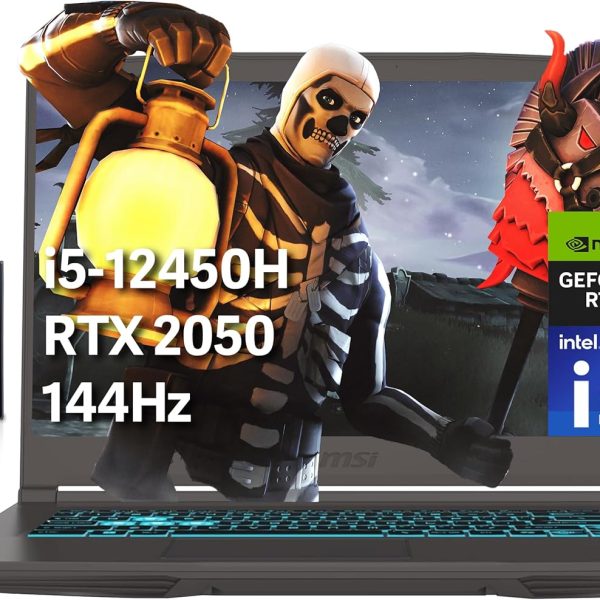 MSI لابتوب العاب رفيع GF63 بشاشة 15.6 انش FHD 144Hz ومعالج انتل i5-12450H وذاكرة RAM 32GB وSSD PCIe 2TB وبطاقة انفيديا جيفورس RTX 2050 وكيبورد باضاءة خلفية وواي فاي 6 وويندوز 11 برو، مجموعة تمديد هوت