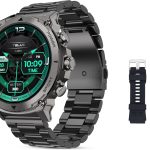 ساعة ذكية للاتصالات من تيلوكس اكتيفكس، شاشة اموليد 1.4 انش، شريطين (ستانلس ستيل وسيكون) مساعد صوتي بالذكاء الاصطناعي، تتبع النوم، اكثر من 100 وضع، مقاومة للماء IP67، بطارية تدوم 10 ايام، تطبيق اندرويد