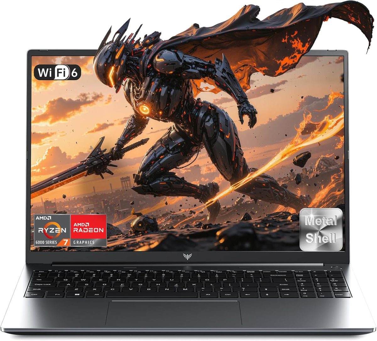 لابتوب العاب كايجر 2025 بمعالج AMD رايزن 7 6800H (8C/16T حتى 4.70GHz)، 16GB DDR5 512GB NVMe SSD، حتى 4TB، شاشة FHD 16 انش، واي فاي 6، كيبورد باضاءة خلفية، نوع C، مراوح مزدوجة