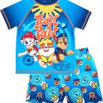 باو باترول طقم سباحة للاولاد مكون من قطعتين شورت سباحة وتيشيرت للحماية من اشعة الشمس فوق البنفسجية، زي سباحة للاولاد من سن 2-6 سنوات