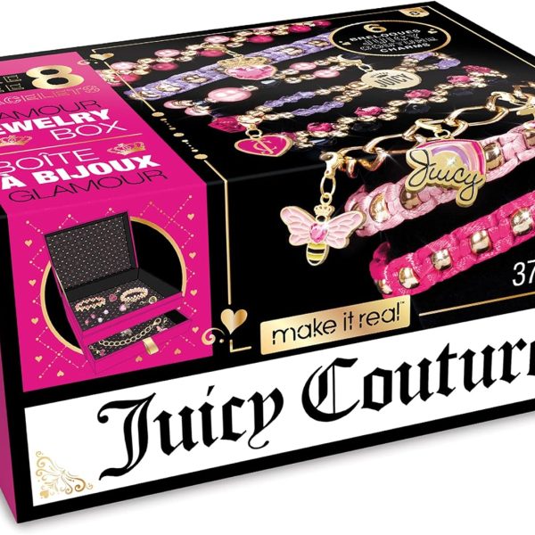 ميك ات ريل مجموعة مجوهرات جلامور - صندوق مجوهرات ومجموعة اساور الصداقة مع خرز وسلاسل ودلايات للبنات والمراهقين - للاعمار من 8 سنوات فما فوق