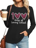 ⁦بيتشار 100 Days of School قميص للمعلم أيام المدرسة قمصان طويلة الأكمام مضحك 100 يوم هدايا الاحتفالات⁩ - الصورة ⁦2⁩