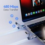 ⁦بي زوز كيبل USB C الى لايتنينج بطول 1.5 متر، 140 واط، كيبل شحن متعدد 4 في 1، كيبل نوع C مع شاشة LED، سلك شحن سريع لايفون 16 15 برو ماكس وايباد وماك بوك وسامسونج وغيرها⁩ - الصورة ⁦3⁩