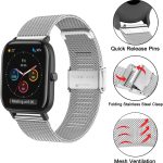 ⁦CUNUJIX Pack of 2 Replacement for Amazfit GTR Mini/GTS 4 Mini/GTS 4/GTS 3/GTS 2 Mini/GTS 2e/GTS 2/GTS Bracelet, Metal Mesh Stainless Steel Watch Strap Replacement Strap for Amazfit Bip/Bip U Pro/Bip 3⁩ - الصورة ⁦4⁩