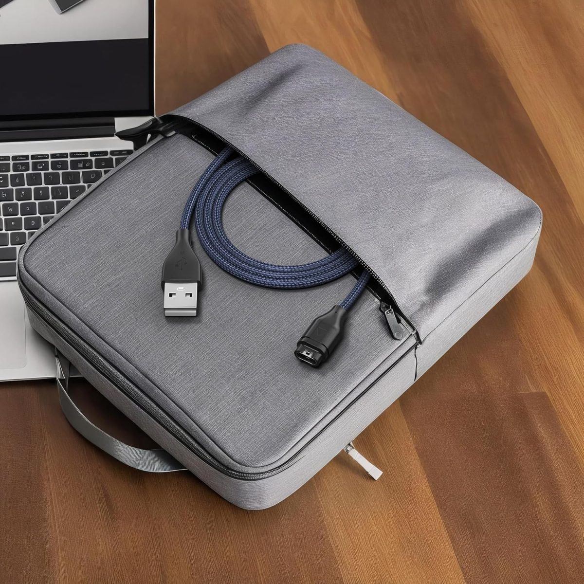 ⁦كيبل شاحن ساعة جارمين، كيبل شحن مضفر USB/USB C لجارمين فينيكس 8 7 7X 7S 6 E سولار وفور رانر 965 955 265 255 245 165 55 45، فينو 3 اس كيو وانستنكت وفيفواكتيف 5 4 (ازرق، USB 100 سم)⁩ - الصورة ⁦7⁩