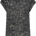 بلوزة باكمام قصيرة ونمط مطبع للنساء