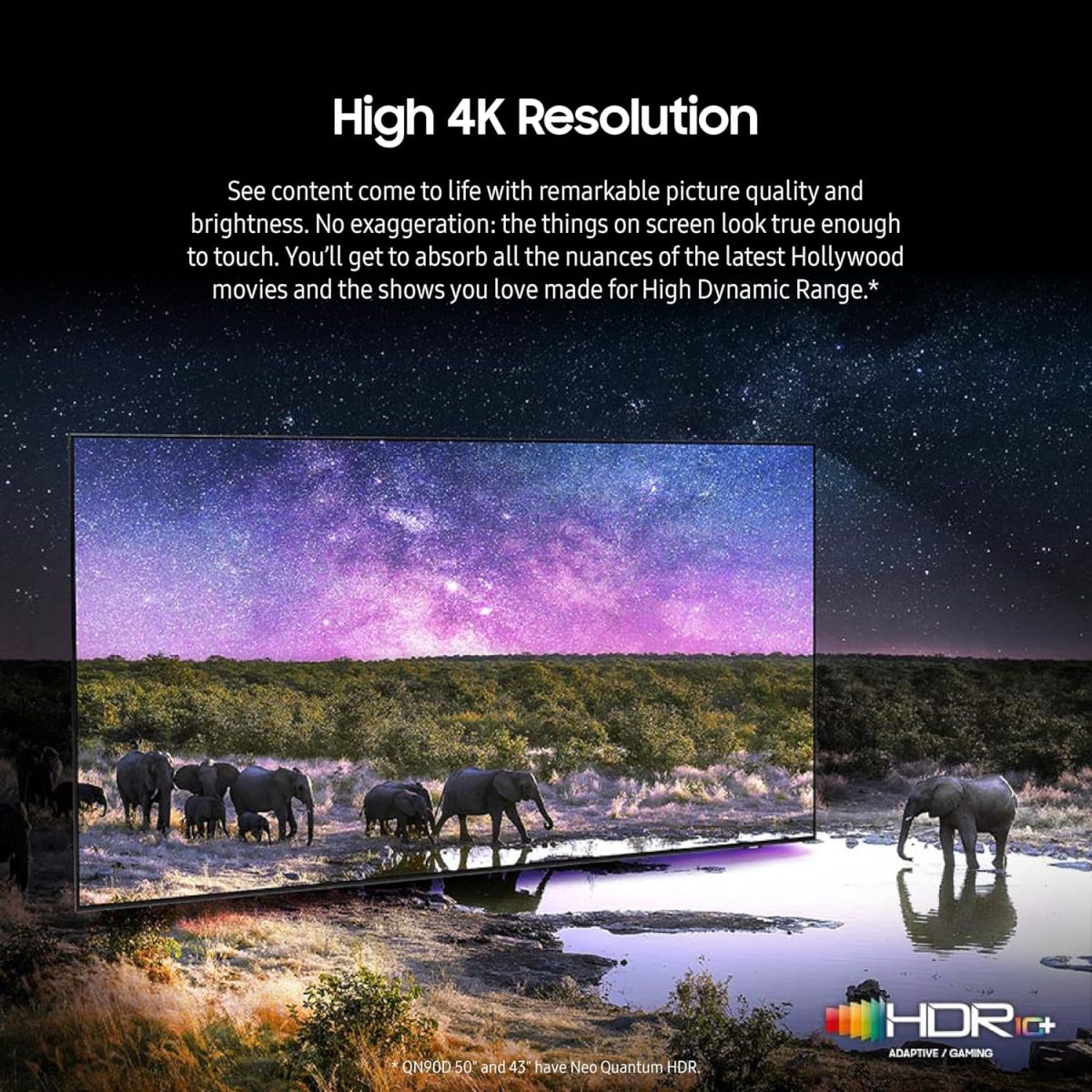 ⁦سامسونج تلفزيون كلاس نيو QLED 4K QN90D صغير 50 بوصة من سلسلة QN90D، تلفزيون ذكي نيو كوانتوم HDR+ مع دولبي اتموس، صوت تتبع الاجسام، موشن اكسليريتور، محسن العمق الحقيقي، اليكسا مدمج (QN50QN90D، 2024)⁩ - الصورة ⁦4⁩