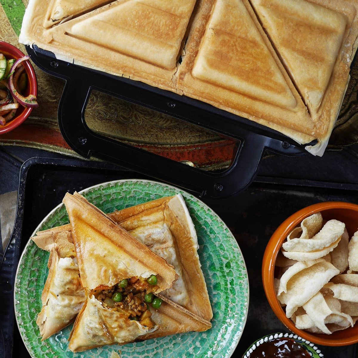 ⁦بريفيل ماكينة تحضير الخبز المحمص العميق من التيميت | محمصة ساندويتش شريحتين | الواح غير لاصقة قابلة للازالة | ستانلس ستيل | اسود [VST082]⁩ - الصورة ⁦11⁩