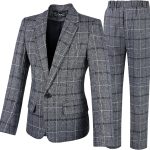 طقم بدلة كاروهات للاطفال الاولاد مكون من بنطلون بليزر عصري مكون من قطعتين ملابس رسمية لحفلات الزفاف