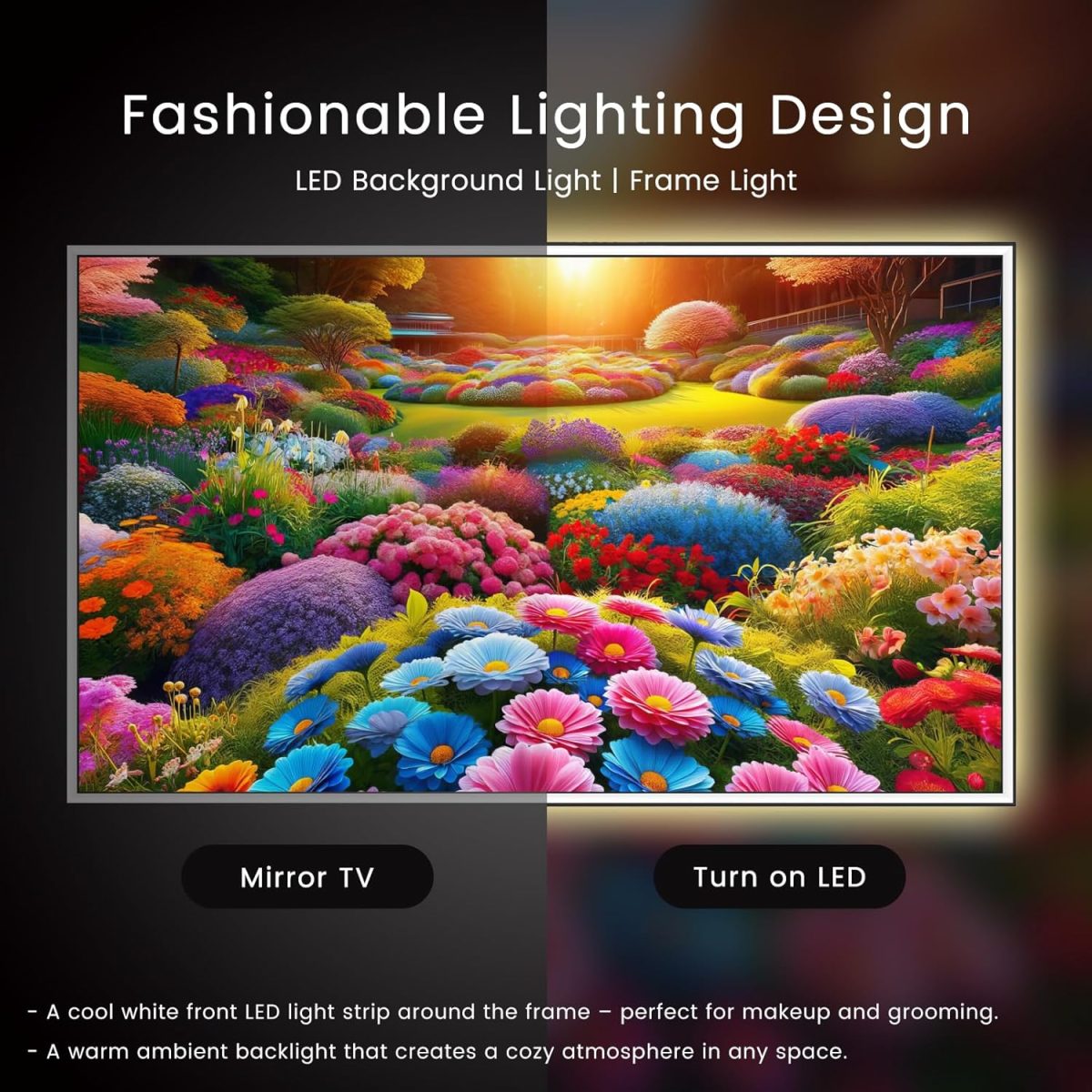 ⁦إليكسونج تلفزيون ذكي بمراة سبا مقاس 43 بوصة مع اضاءة LED بدقة 4 كيه الترا اتش دي بتصميم عصري ونتفليكس ويوتيوب⁩ - الصورة ⁦7⁩