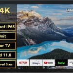 إليكسونج تلفزيون خارجي 55 بوصة 2000 وحدة مضيئة في البكسل 4K مقاوم للماء سمارت اندرويد دولبي اتموس، HDR 10 مقاوم للطقس يدعم بلوتوث وواي فاي