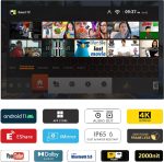 ⁦إليكسونج تلفزيون خارجي 55 بوصة 2000 وحدة مضيئة في البكسل 4K مقاوم للماء سمارت اندرويد دولبي اتموس، HDR 10 مقاوم للطقس يدعم بلوتوث وواي فاي⁩ - الصورة ⁦2⁩