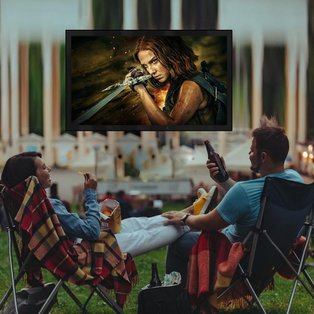 ⁦إليكسونج تلفزيون خارجي 55 بوصة 2000 وحدة مضيئة في البكسل 4K مقاوم للماء سمارت اندرويد دولبي اتموس، HDR 10 مقاوم للطقس يدعم بلوتوث وواي فاي⁩ - الصورة ⁦3⁩