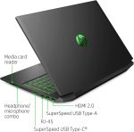 ⁦HP لابتوب العاب بافليون 2020 بشاشة 16.1 FHD 144Hz IPS ومعالج انتل كور i7-10750H الجيل العاشر وذاكرة RAM 32GB وSSD 1TB وانفيديا 1650Ti وكيبورد باضاءة خلفية وويندوز 10 هوم، اسود⁩ - الصورة ⁦4⁩