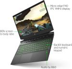 ⁦HP لابتوب العاب بافليون 2020 بشاشة 16.1 FHD 144Hz IPS ومعالج انتل كور i7-10750H الجيل العاشر وذاكرة RAM 32GB وSSD 1TB وانفيديا 1650Ti وكيبورد باضاءة خلفية وويندوز 10 هوم، اسود⁩ - الصورة ⁦5⁩