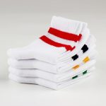 ⁦YHRY 4 Pairs Boys Girls Soft Cotton White Athletic Socks with Stripes, Kids Low Cut Socks, Boys Girls' Ankle Cotton Socks, Kids Ankle Athletic Socks With Low Cut Tab For 8-10 Years Old⁩ - الصورة ⁦7⁩