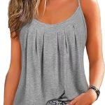 توب نسائي صيفي سادة بكسرات وحمالات رفيعة كاجوال بدون اكمام بتصميم عصري