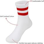 ⁦YHRY 4 Pairs Boys Girls Soft Cotton White Athletic Socks with Stripes, Kids Low Cut Socks, Boys Girls' Ankle Cotton Socks, Kids Ankle Athletic Socks With Low Cut Tab For 8-10 Years Old⁩ - الصورة ⁦3⁩