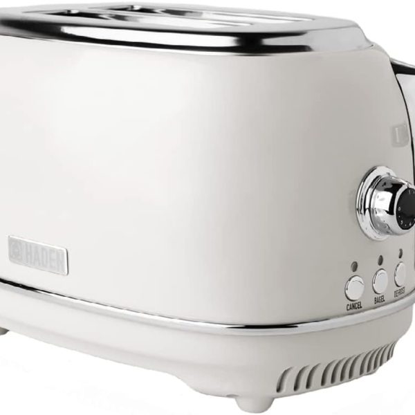 هادن محمصة خبز هيريتيج وايت شريحتين - تحكم متغير في التحميص - محمصة خبز كهربائية من الستانلس ستيل - وضع الاقتصاد - وظائف اعادة التسخين والالغاء واذابة الثلج - 1370-1630 واط
