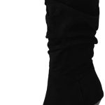 حذاء برقبة طويلة حتى الركبة للنساء سهل الارتداء بكعب مدبب ومقدمة مدببة