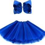 تنورة منتفخة قصيرة للبنات من شركة بي جي إف كي إس مصنوعة من 5 طبقات من القماش الرقيق الشفاف مع عقدة و ربطة شعر، لباس باليه، تنورة منتفخة قصيرة للبنات