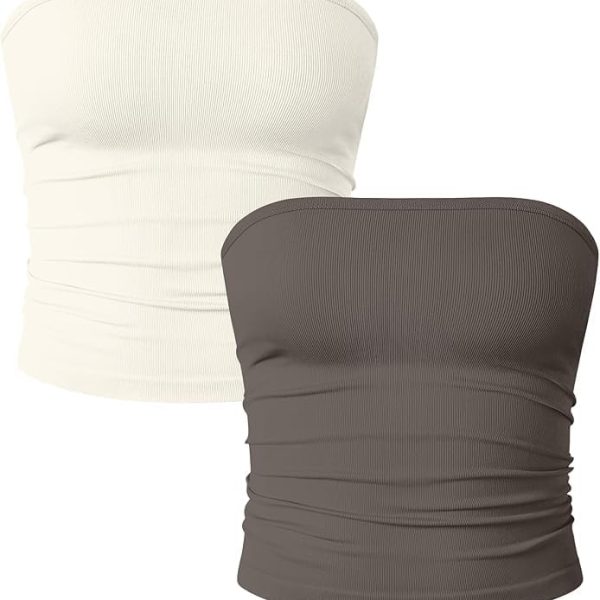 بلوزة نسائية قصيرة بدون اكمام، بلوزة انبوبية سادة صيفية انيقة نحيفة بدون حمالات بدون اكمام مناسبة للحياة اليومية والسفر والعطلات، مقاس واحد