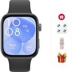 هواوي ساعة فيت 3، شاشة اموليد 1.8 انش، تصميم رفيع للغاية، ادارة لياقة بدنية شاملة، عمر بطارية متين، متوافق مع اي او اس واندرويد، اسود + سوار + مقياس + كوب ماء