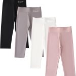 سروال كابري ضيق لليوغا للبنات من شيكدو، سروال صيفي كاجوال مطرز على شكل ارنب للبنات 3/4، عبوة من 4 قطع