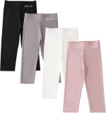 سروال كابري ضيق لليوغا للبنات من شيكدو، سروال صيفي كاجوال مطرز على شكل ارنب للبنات 3/4، عبوة من 4 قطع