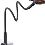 لاميكال حامل جوال على السرير بتصميم عنق الاوزة - [احدث مضفر من النايلون] ذراع مرن، الطول الكلي 38 انش، مشبك مشبك قابل للتعديل 360 درجة، حامل جوال علوي للسرير والمكتب والجوال 4-7 انش