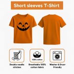 ⁦تي شيرت هالوين للاطفال - تي شيرت قطني مطبوع عليه وجه اليقطين - تي شيرت برقبة دائرية للاولاد والبنات - مثالي للمدرسة والحفلات والارتداء اليومي⁩ - الصورة ⁦7⁩