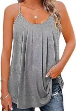 ⁦توب نسائي صيفي سادة بكسرات وحمالات رفيعة كاجوال بدون اكمام بتصميم عصري⁩ - الصورة ⁦2⁩