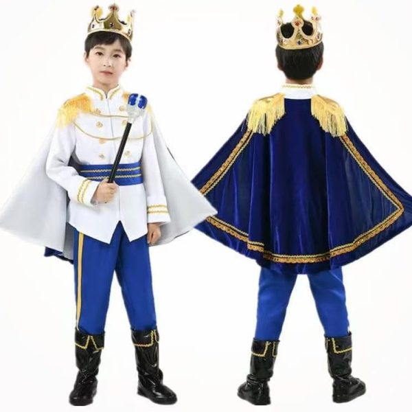 زي الامير الملكي للاطفال من هوم سمارت، معطف وبنطلون وغطاء حذاء واكسسوارات لحفلات اعياد الميلاد والمدرسة والحفلات