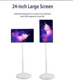 ⁦تلفزيون LCD ذكي محمول بشاشة لمس 24 بوصة مع عجلات - شاشة اندرويد لاسلكية مع حامل دوار كامل، بطارية مدمجة، HDMI، USB، تحكم صوتي | شاشة LCD محمولة للمنزل والمكتب⁩ - الصورة ⁦2⁩