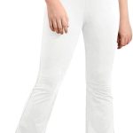 سروال ضيق للبنات بخصر مرتفع وواسع من الاسفل لليوغا بلون سادة بطول كامل