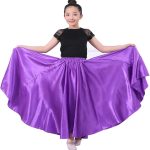 في ان او اي في دبليو تنورة طويلة كاملة من الساتان للفتيات للرقص الشرقي والفلكلوري المكسيكي والتقاط الصور