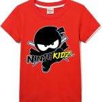 تي شيرت نينجا كيدز كاجوال باكمام قصيرة للاولاد والبنات مصنوع من القطن بنسبة 100%