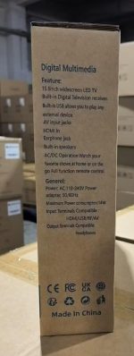 ⁦تلفزيون رقمي محمول 15.6 بوصة من كيه سي ار، DVB-T2، مدخلات HDMI/AV/USB، جهاز تحكم عن بعد، متوافق مع شاحن سيارة 12 فولت⁩ - الصورة ⁦7⁩