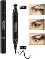 ⁦قلم تحديد العين مقاوم للماء 2 في 1، مع طوابع مجنحة لماكياج سهل التطبيق (أسود كلاسيكي)⁩ - الصورة ⁦2⁩