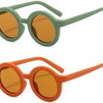نظارات شمسية للاطفال، نظارات شمسية دائرية لطيفة رترو للاطفال البنات والاولاد، نظارات شمسية للحماية من الاشعة فوق البنفسجية 400، اطار مرن للبنات والاولاد من سن 2-10 سنوات