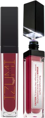 ملمع شفاه كويك جلو من ايزومي بيوتي | اتشييف بيرفيكت ليبس في اي مكان - ملمع شفاه باضاءة LED ومرآة | مثالي للمسافرين والنساء المشغولات وفي المواعيد الليلية والطلاب ومحبي المكياج (شوجر بلام)