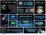 ⁦هاتف BV5300 بلس متين 8 جيجابايت 128 جيجابايت اندرويد 13 هيليو G72 شاشة 6.1 بوصة HD 6580mAh كاميرا 13MP مقاوم للماء 4G⁩ - الصورة ⁦2⁩