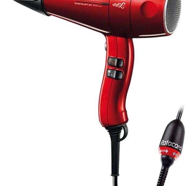 فيليرا مجفف شعر سويس سايلنت جيت 8500 ايوني روتوكورد - احمر، 586.02 Sxj Rc