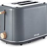 تاور محمصة خبز من قطعتين من سكاندي T20027G مع تحكم قابل للتعديل في التحميص و7 وظائف تحميص واعدادات الغاء واذابة الثلج واعادة التسخين، تصميم اسكندنافي انيق، 800 واط، لمسات خشبية رمادية