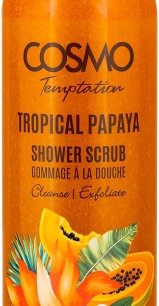 سي دي كوزمو ديزاينز مقشر بابايا تروبيكال من تيمبتيشن، 1000 مل، غسول جسم مرطب، ينظف ويقشر، لجميع انواع البشرة، مقشر للوجه والجسم، جل استحمام للرجال والنساء